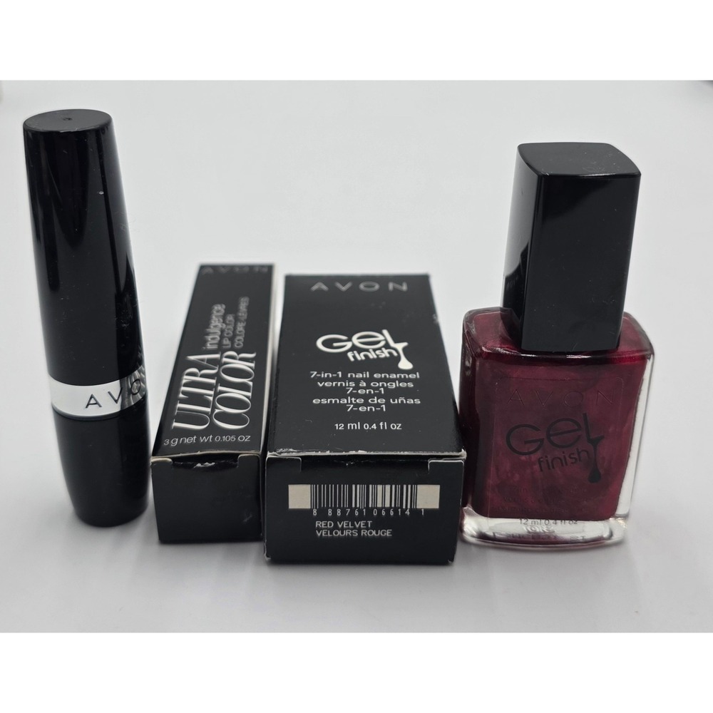 Avon Ultra Color Indulgence Lipstick Petal Pink & Gel Finish Nail Red Velvet Set - Picture 5 of 5